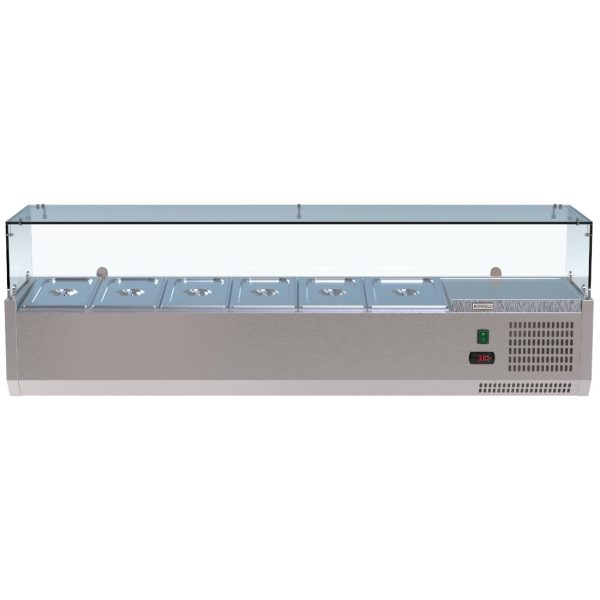 Refrigerated Glass Servery 1500w x 380d – Counter Top Prep Fridge